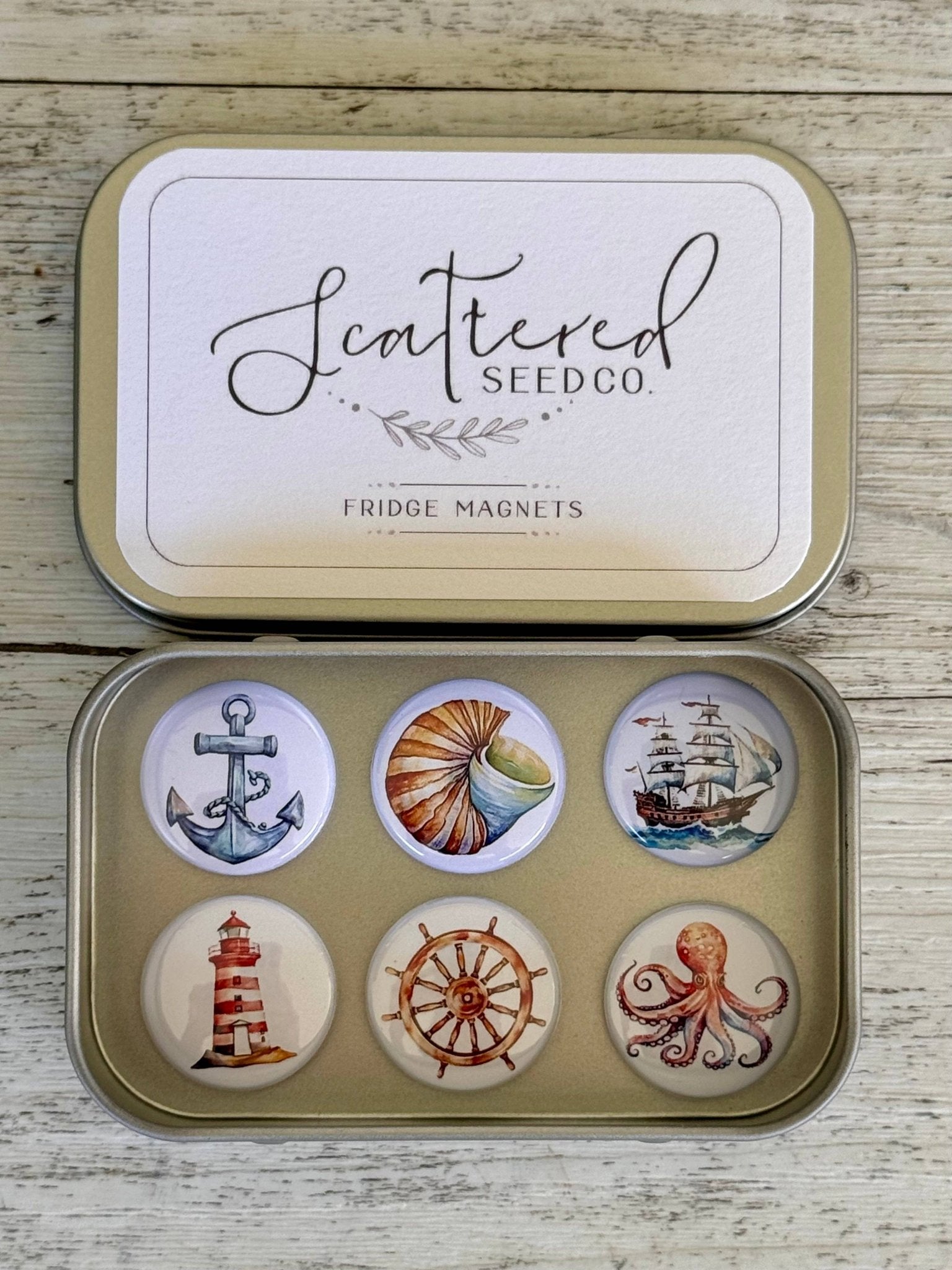 NAUTICAL Ocean Beach Magnets set of 6 - Land to Coast