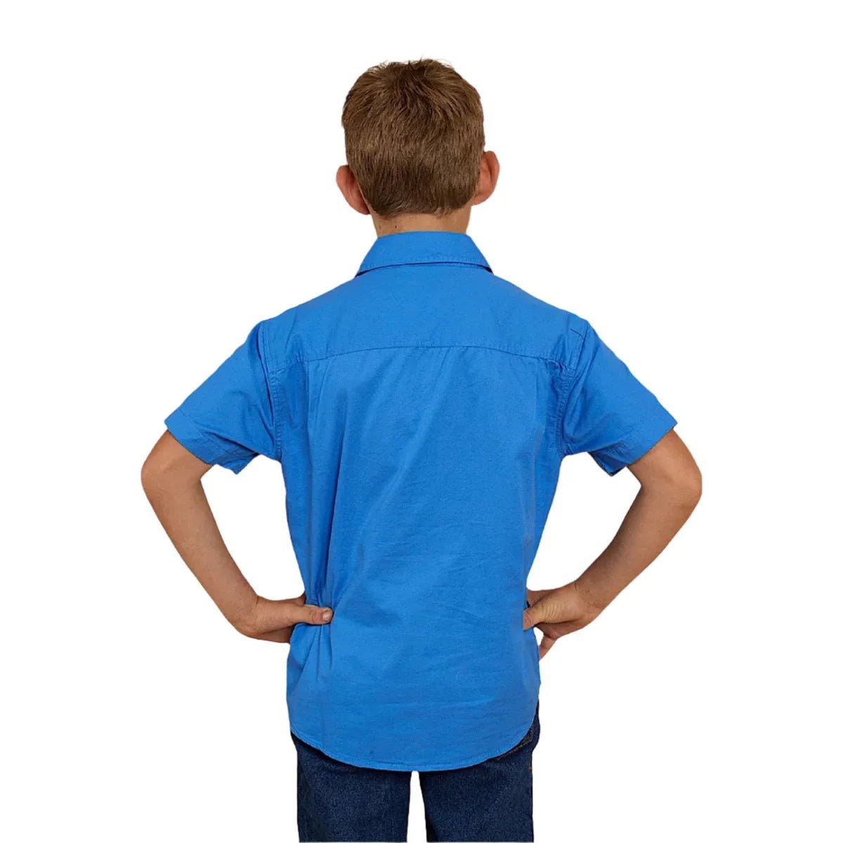Ord River Kids Half Button Short Sleeve Work Shirt – Blue - Land to Coast