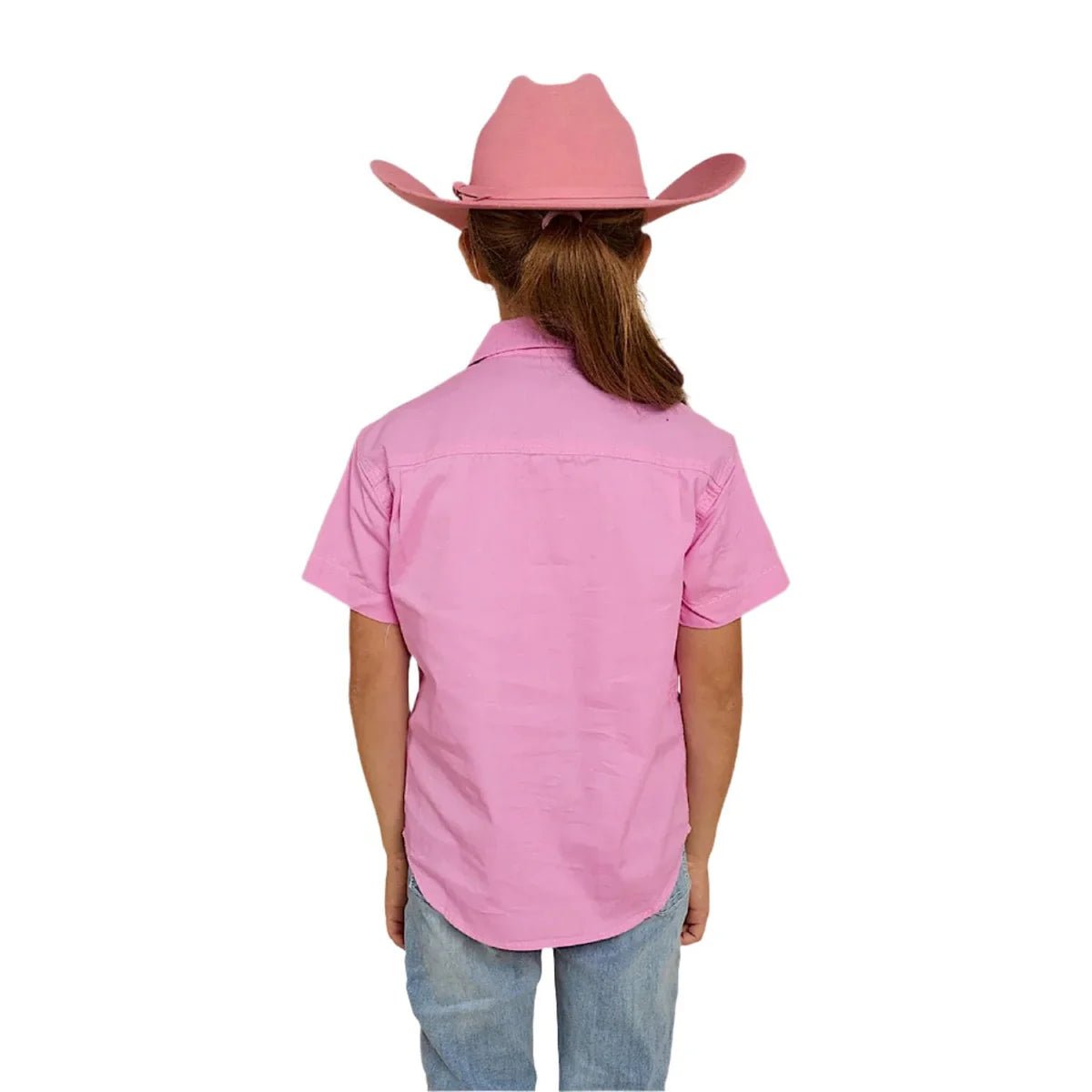 Ord River Kids Half Button Short Sleeve Work Shirt - Pastel Pink - Land to Coast