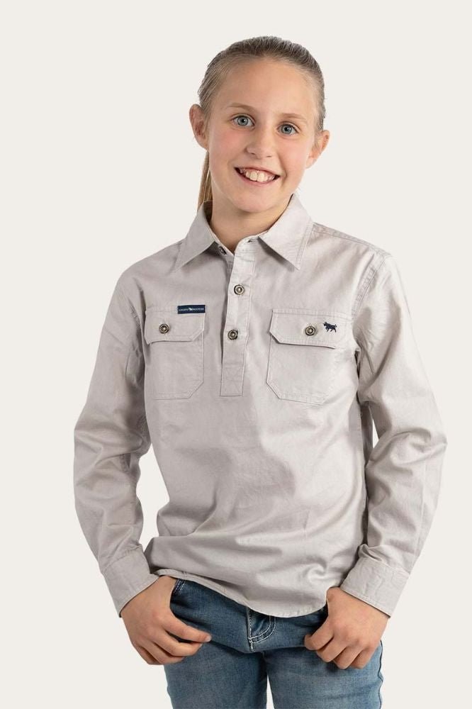 Ord River Kids Half Button Work Shirt - Beige - Land to Coast