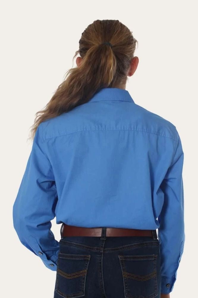 Ord River Kids Half Button Work Shirt - Blue - Land to Coast