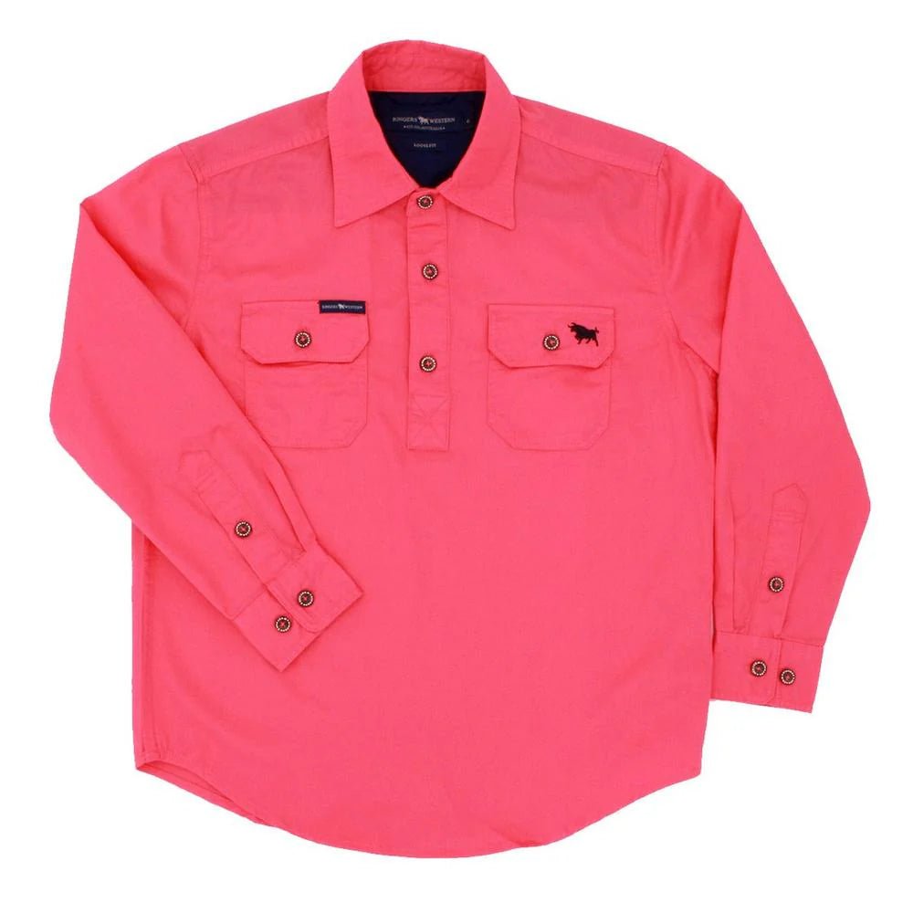 Ord River Kids Half Button Work Shirt - Melon - Land to Coast
