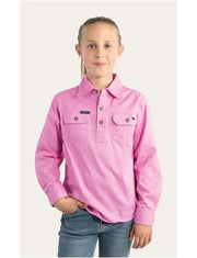 Ord River Kids Half Button Work Shirt - Pastel Pink - Land to Coast