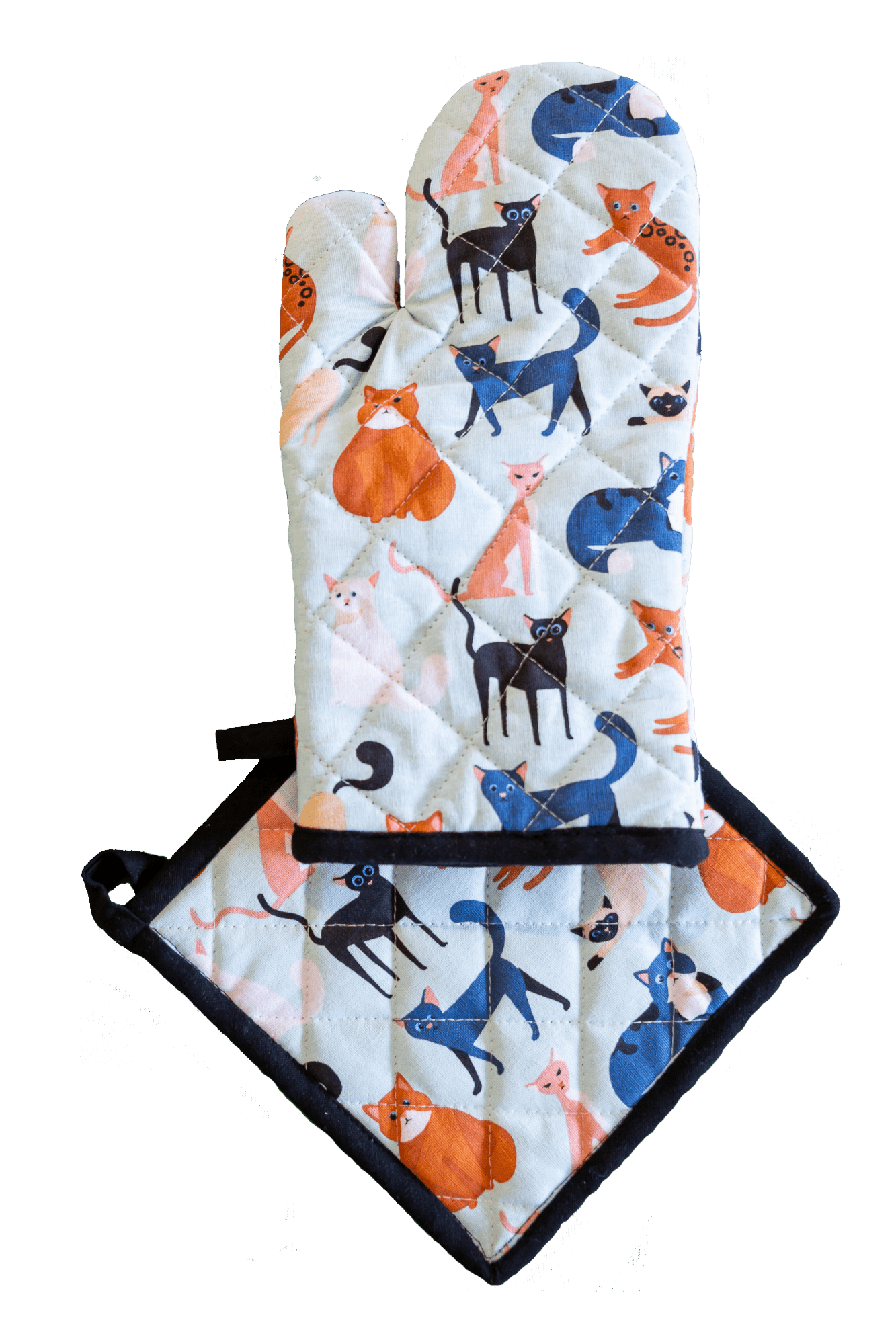Oven Glove & Pot Holder Set - Colourful Cats - Land to Coast