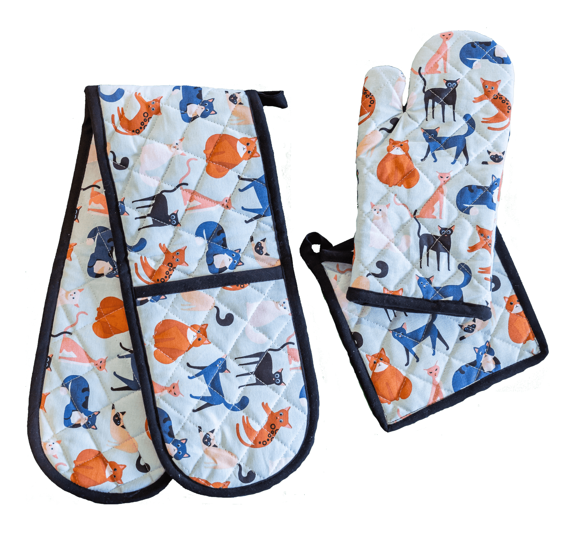 Oven Glove & Pot Holder Set - Colourful Cats - Land to Coast