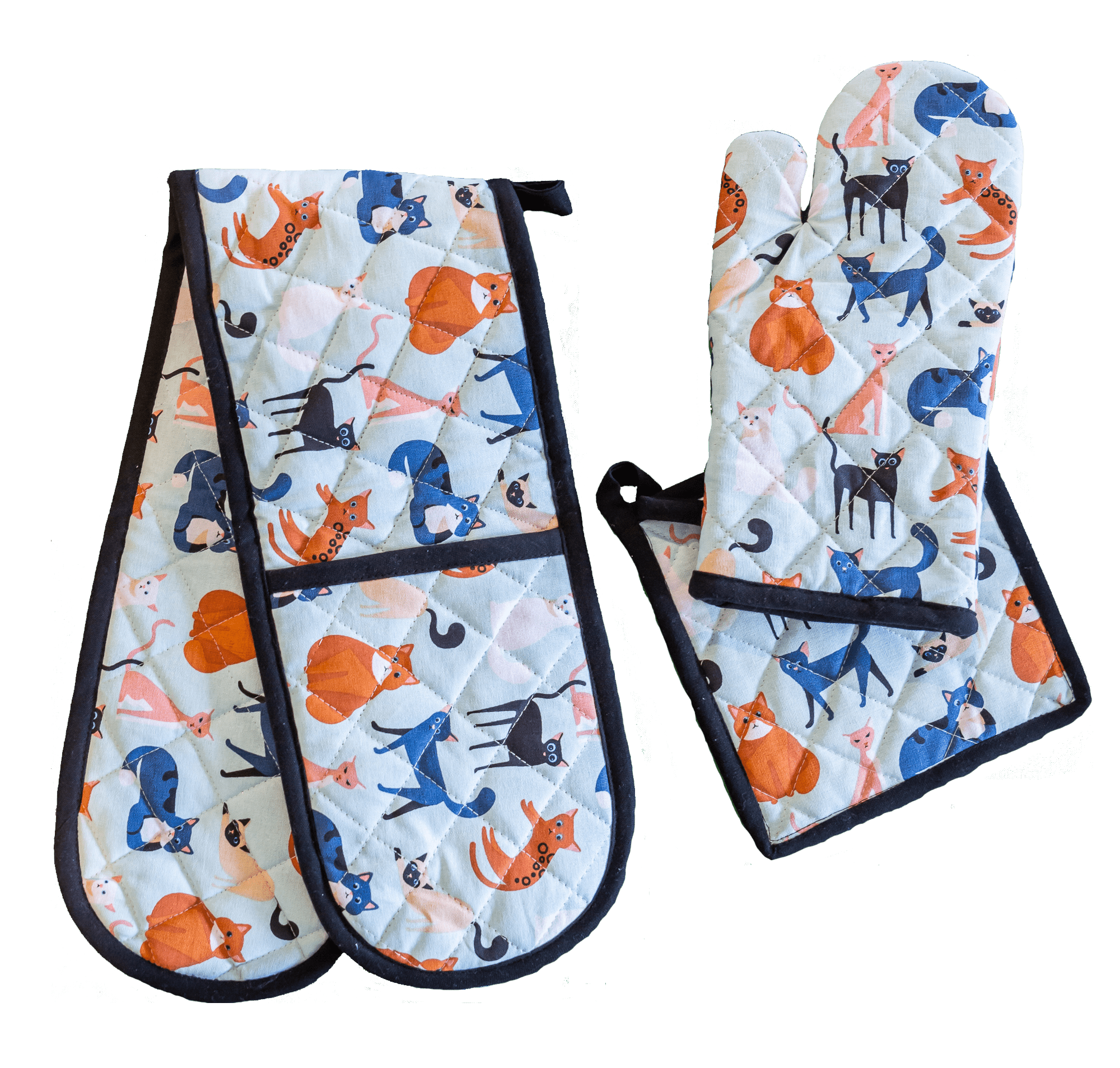 Oven Glove & Pot Holder Set - Colourful Cats - Land to Coast