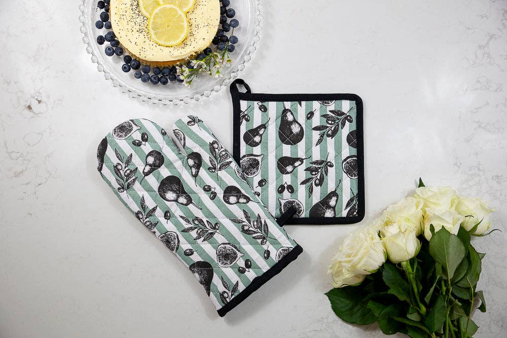 Oven Glove & Pot Holder Set - Fig & Pear - Land to Coast