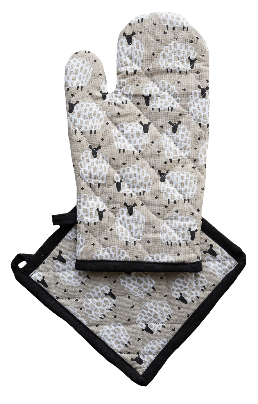 Oven Glove & Pot Holder Set - Grey Sheep - Land to Coast