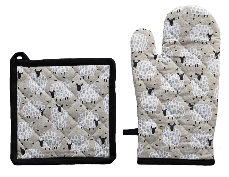 Oven Glove & Pot Holder Set - Grey Sheep - Land to Coast