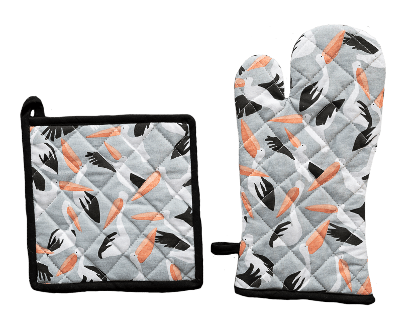 Oven Glove & Pot Holder Set - Pelicans - Land to Coast