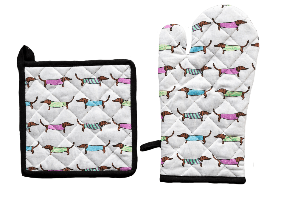 Oven Glove & Pot Holder Set - Sausage Dogs - Land to Coast
