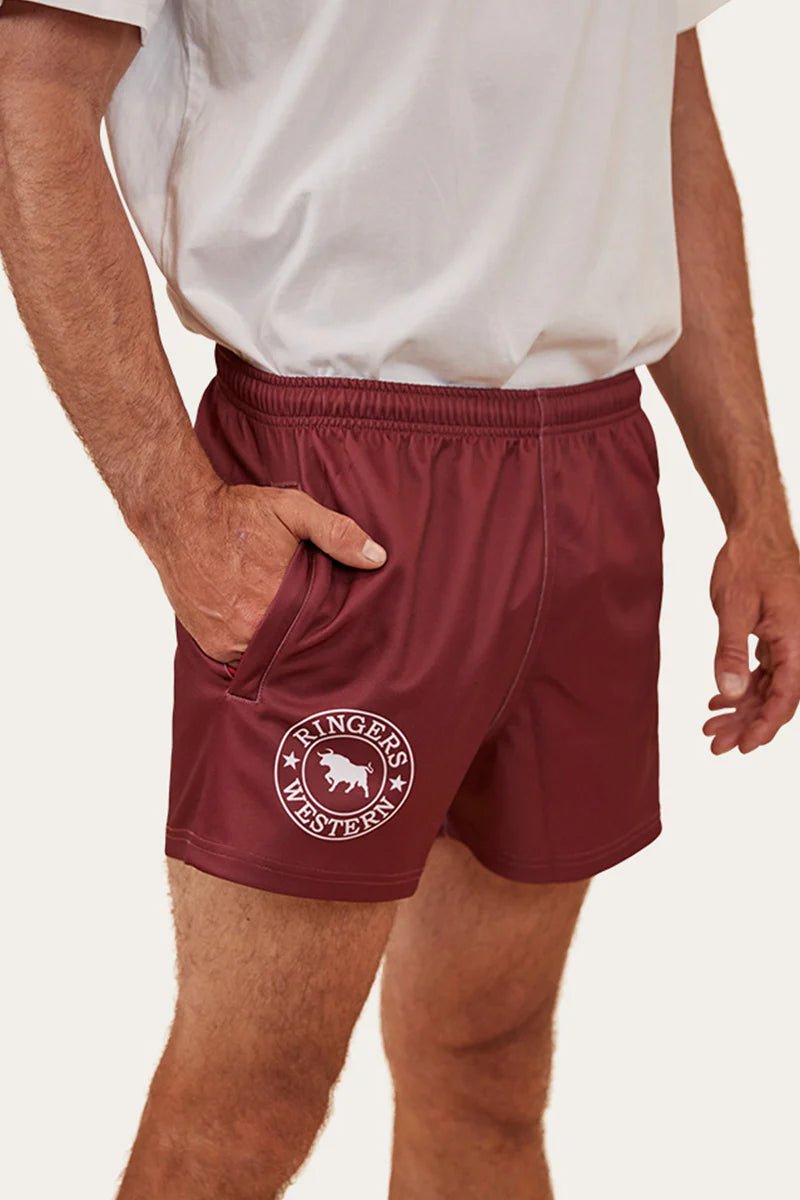Ringers Footy Shorts - Burgundy - Land to Coast