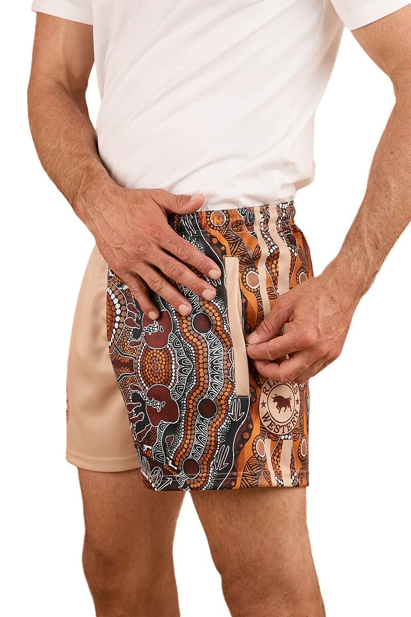 Ringers Western Unisex Walkabout Warrior Footy Shorts Dark Sand 424060RW - Land to Coast