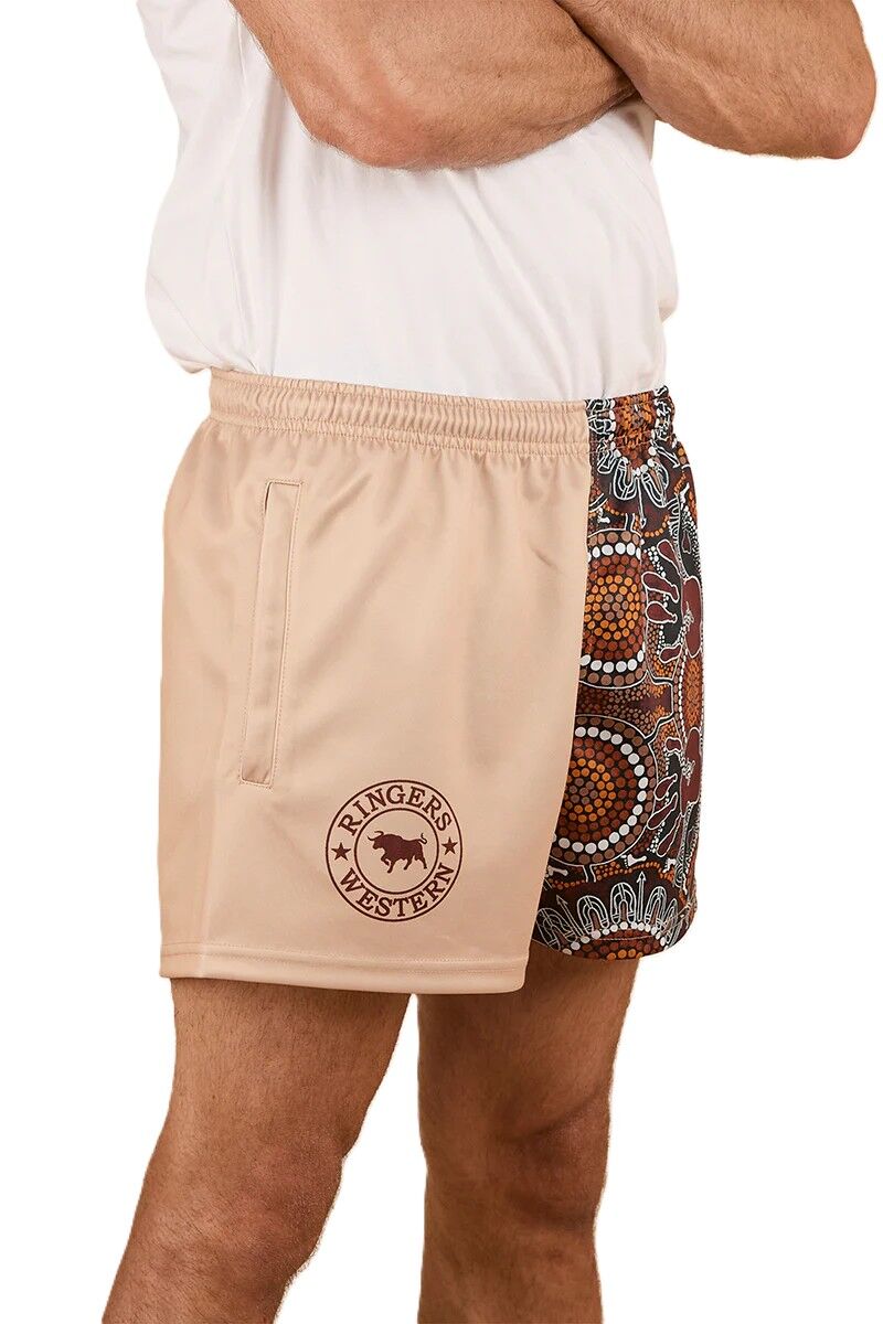 Ringers Western Unisex Walkabout Warrior Footy Shorts Dark Sand 424060RW - Land to Coast