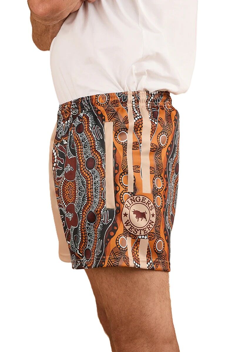 Ringers Western Unisex Walkabout Warrior Footy Shorts Dark Sand 424060RW - Land to Coast