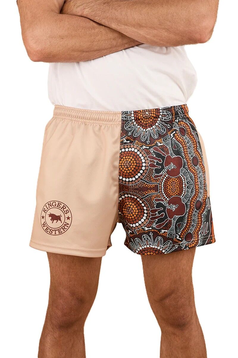 Ringers Western Unisex Walkabout Warrior Footy Shorts Dark Sand 424060RW - Land to Coast