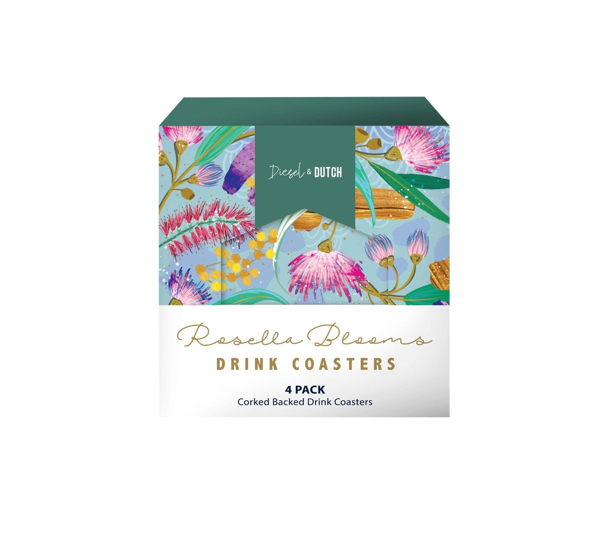 Rosella Blooms 4pc Drink Coaster Set - Land to Coast