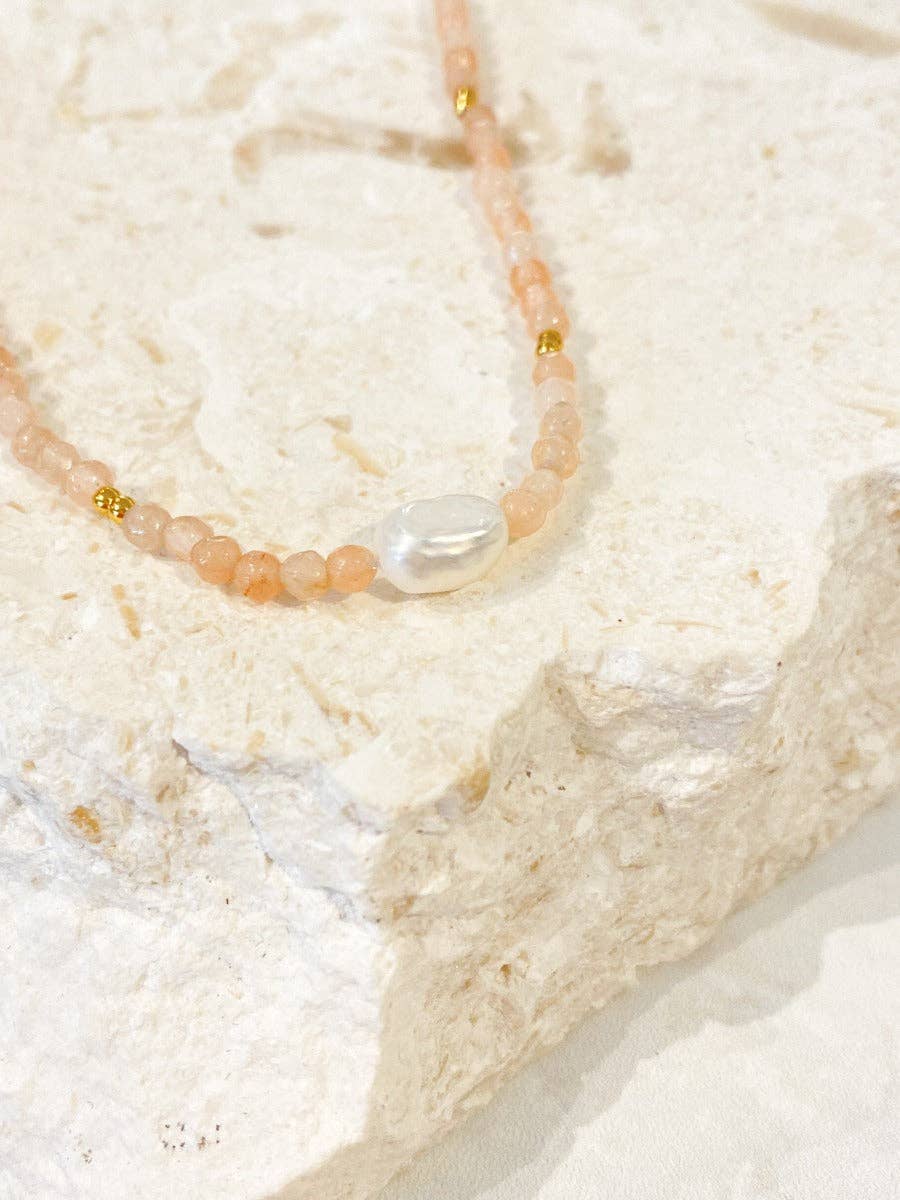 Rosie Stone Beaded Gold Necklace - Land to Coast