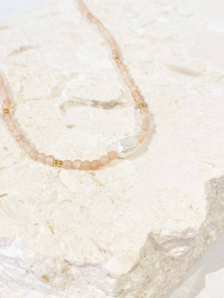 Rosie Stone Beaded Gold Necklace - Land to Coast