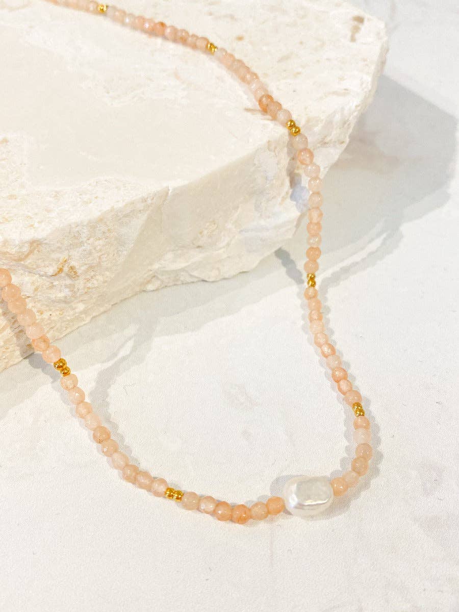 Rosie Stone Beaded Gold Necklace - Land to Coast