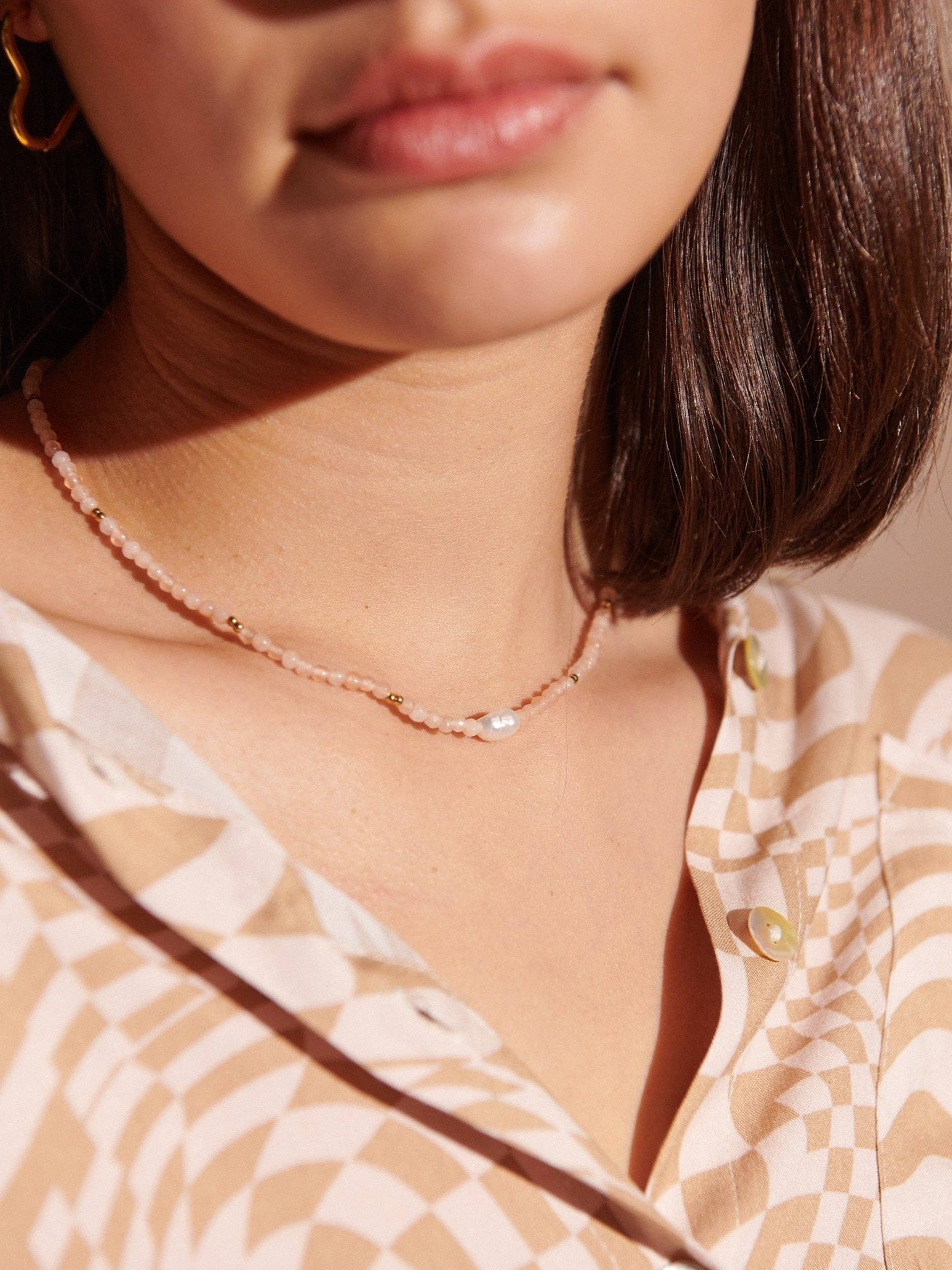 Rosie Stone Beaded Gold Necklace - Land to Coast