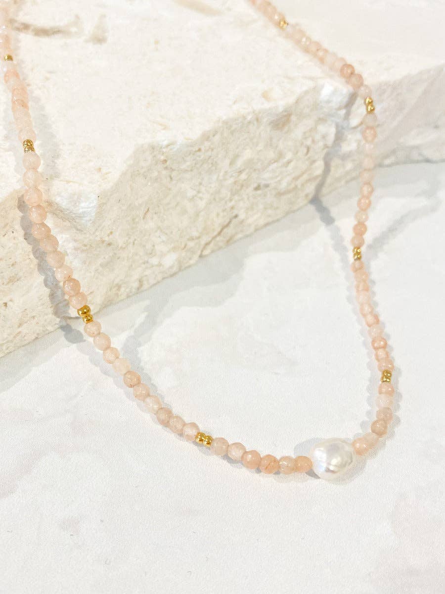 Rosie Stone Beaded Gold Necklace - Land to Coast