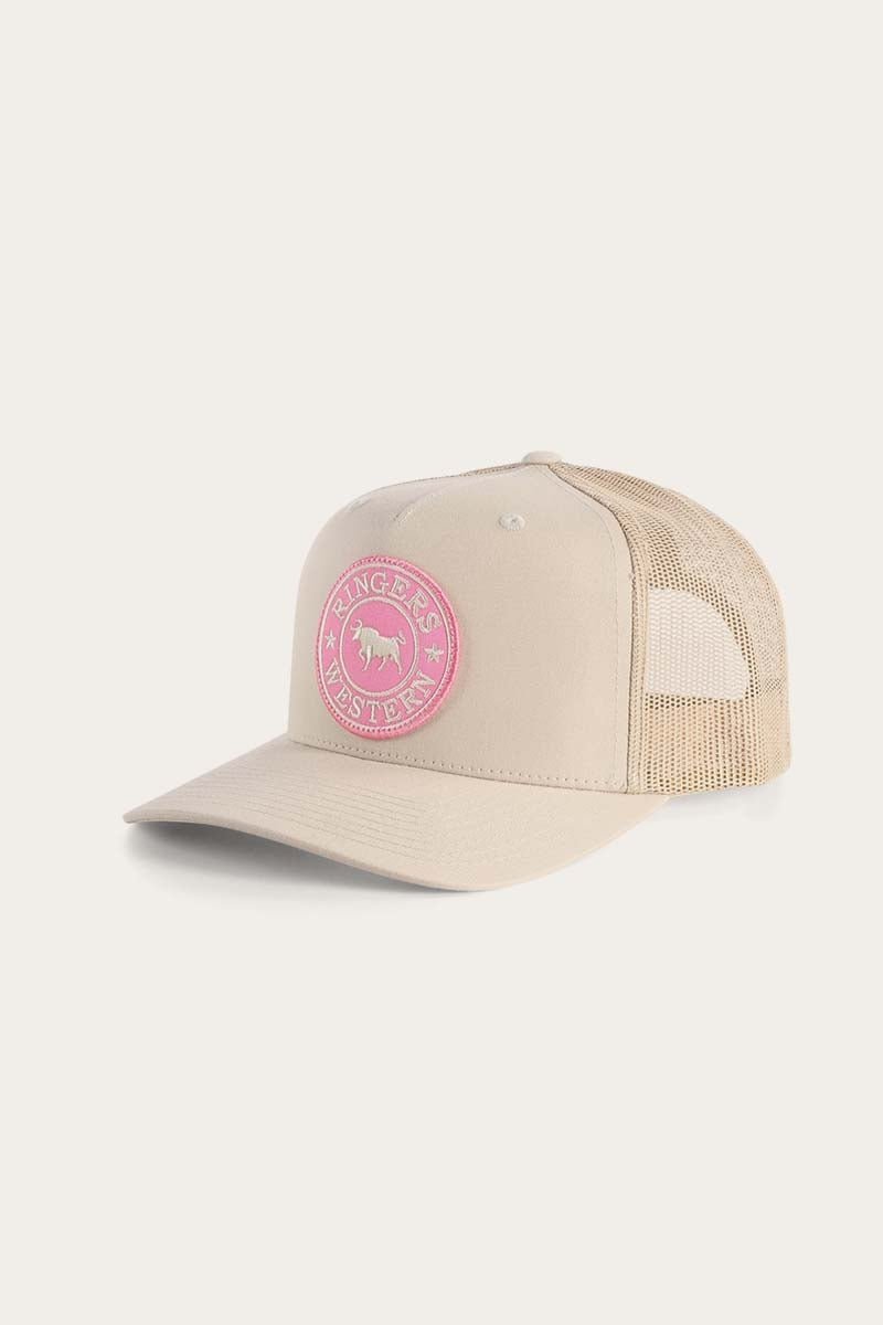 Signature Bull Trucker Cap - Bone/Pink - Land to Coast