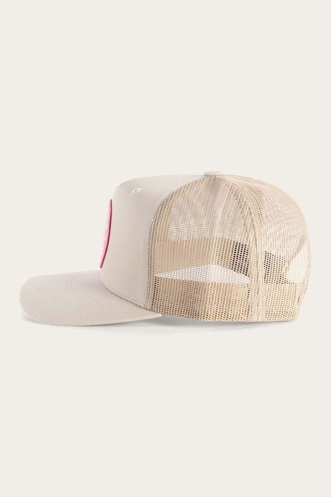 Signature Bull Trucker Cap - Bone/Pink - Land to Coast
