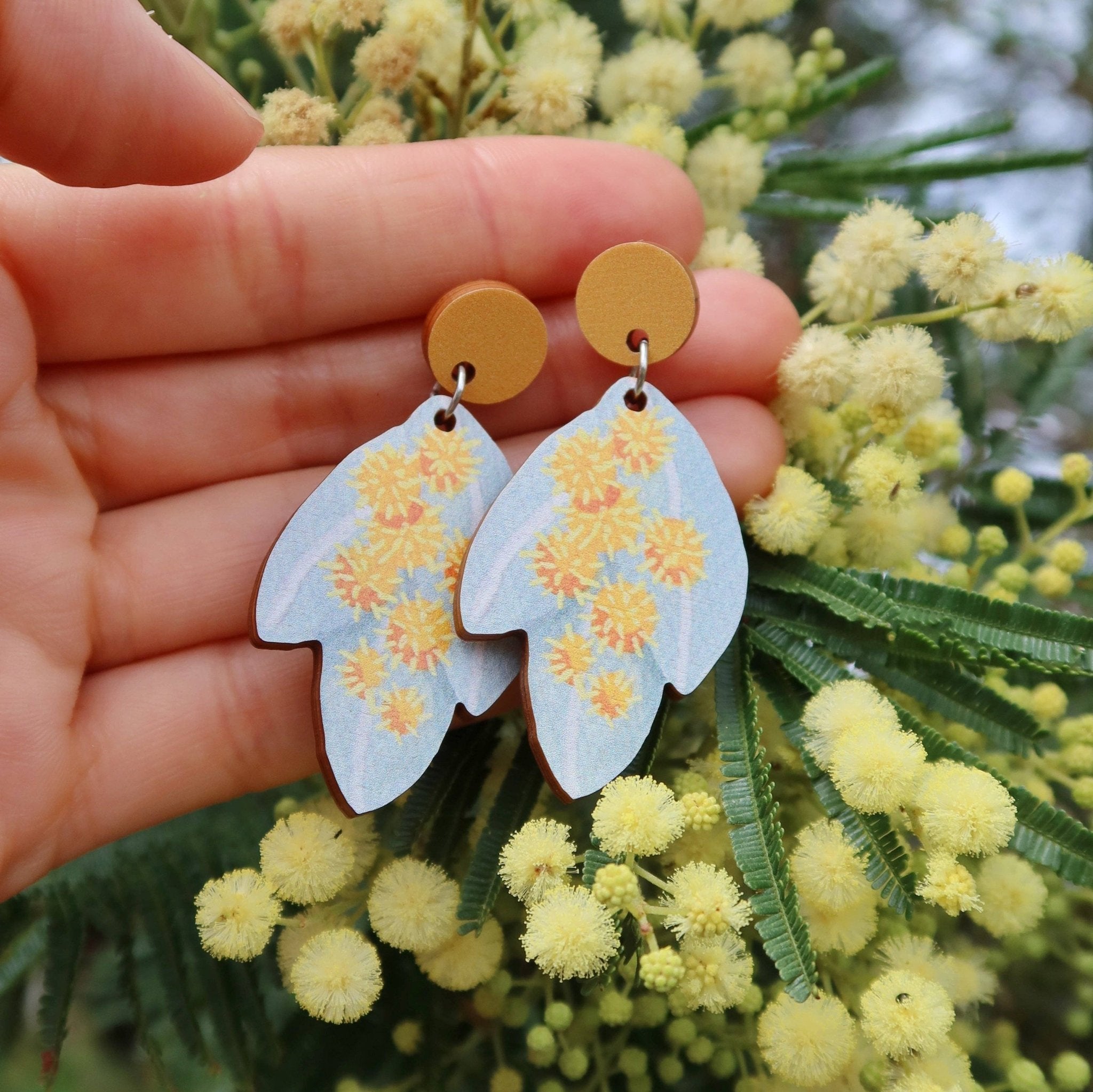 Silver Wattle Australian Wildflower Earrings - Land to Coast