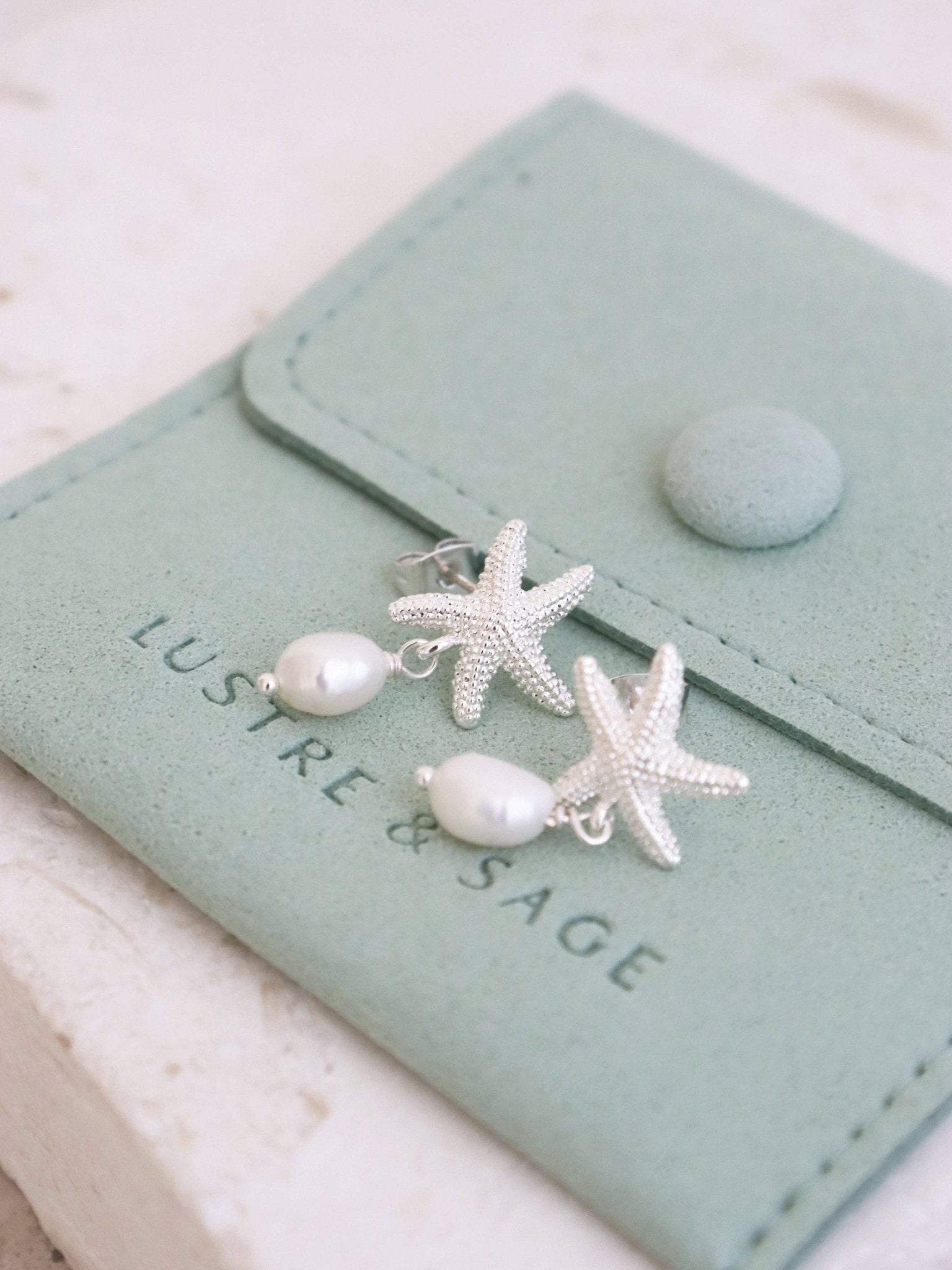 Starfish Pearl Sterling Silver Plated Earrings - Land to Coast