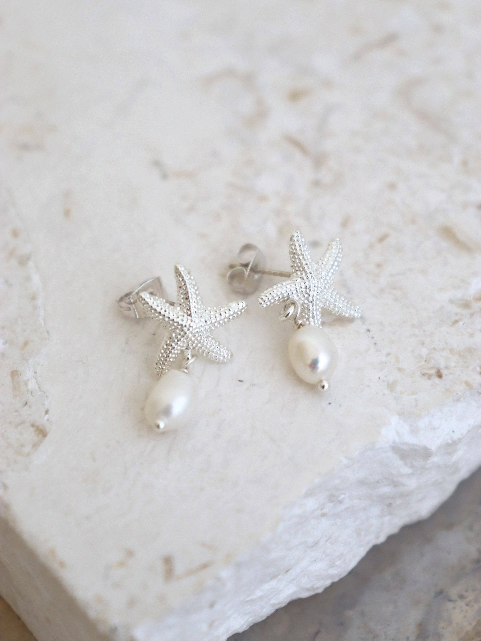Starfish Pearl Sterling Silver Plated Earrings - Land to Coast