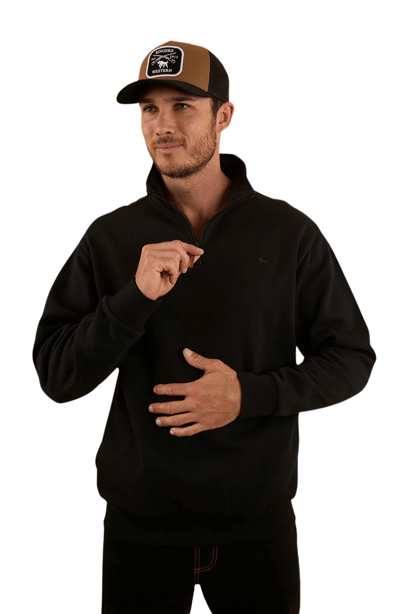 Strand Mens 1/4 Zip Crew - Black - Land to Coast