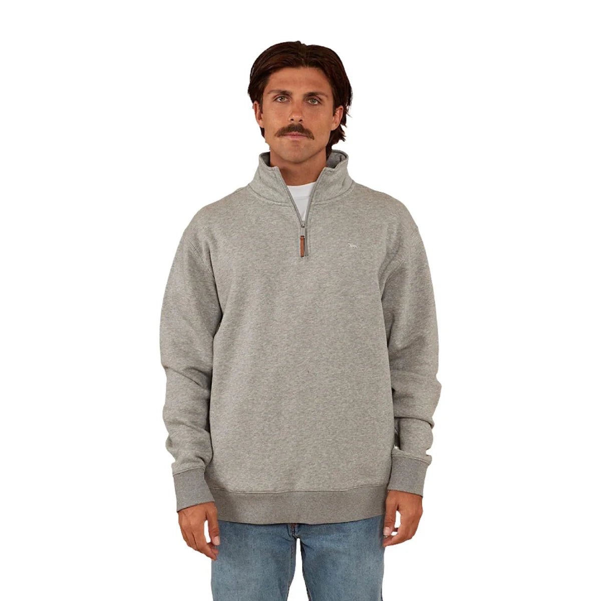 Strand Mens 1/4 Zip Crew - Grey Marle - Land to Coast