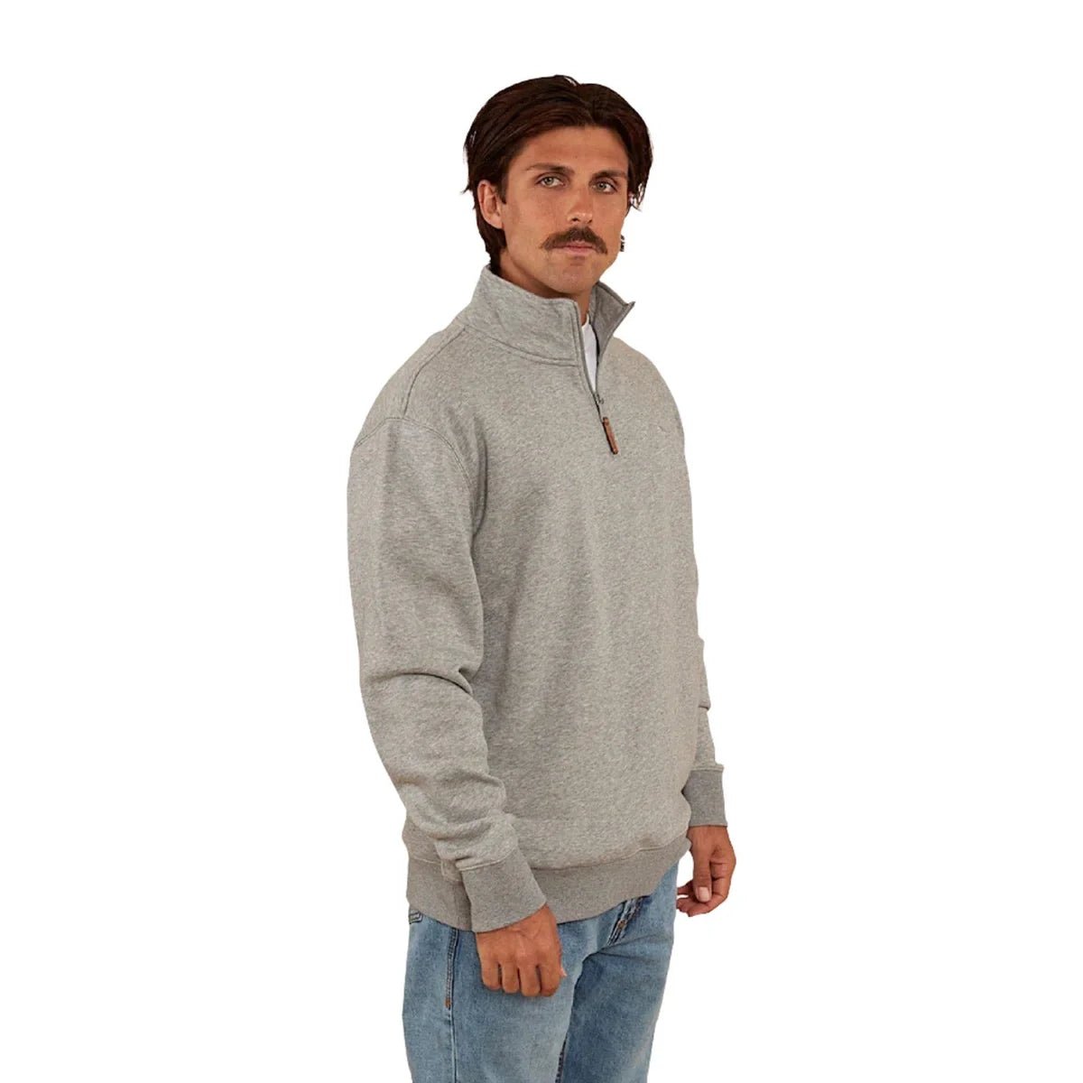 Strand Mens 1/4 Zip Crew - Grey Marle - Land to Coast