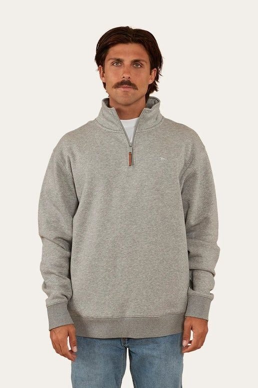Strand Mens 1/4 Zip Crew - Grey Marle - Land to Coast
