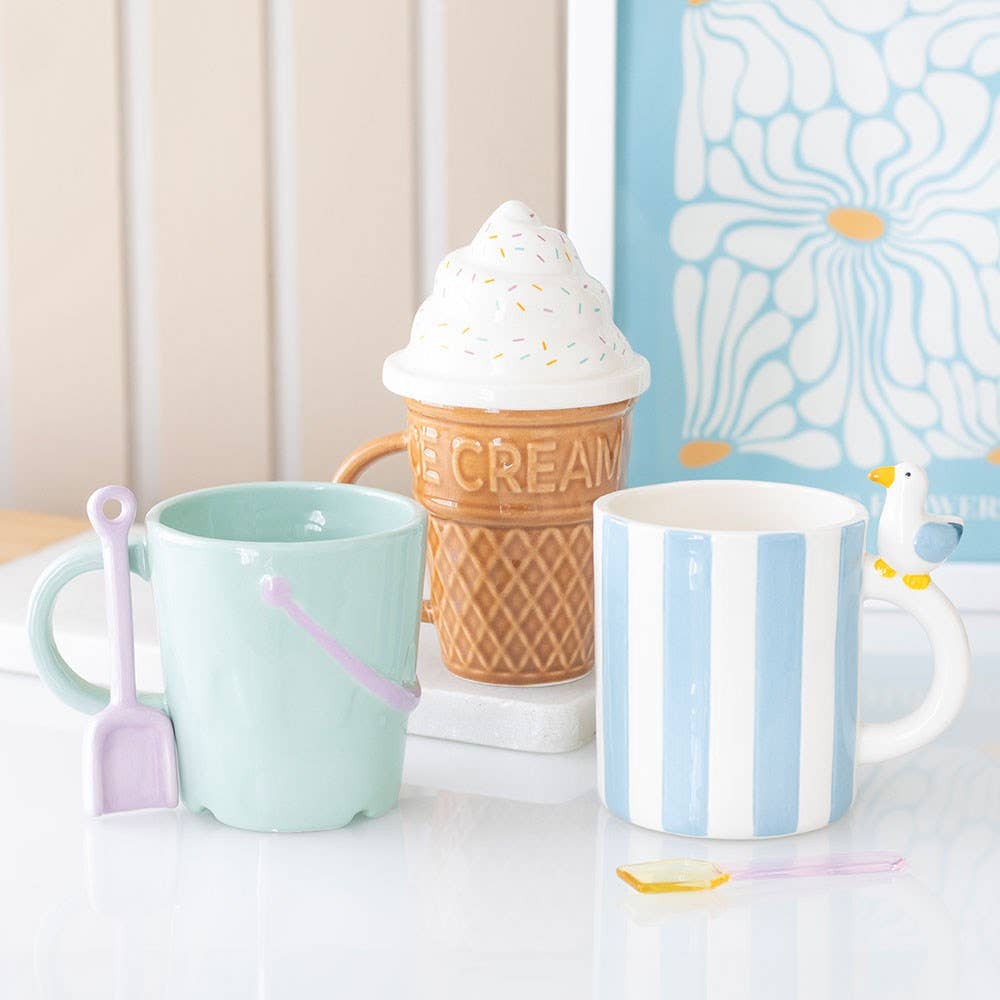 Striped Mug with Seagull - Land to Coast