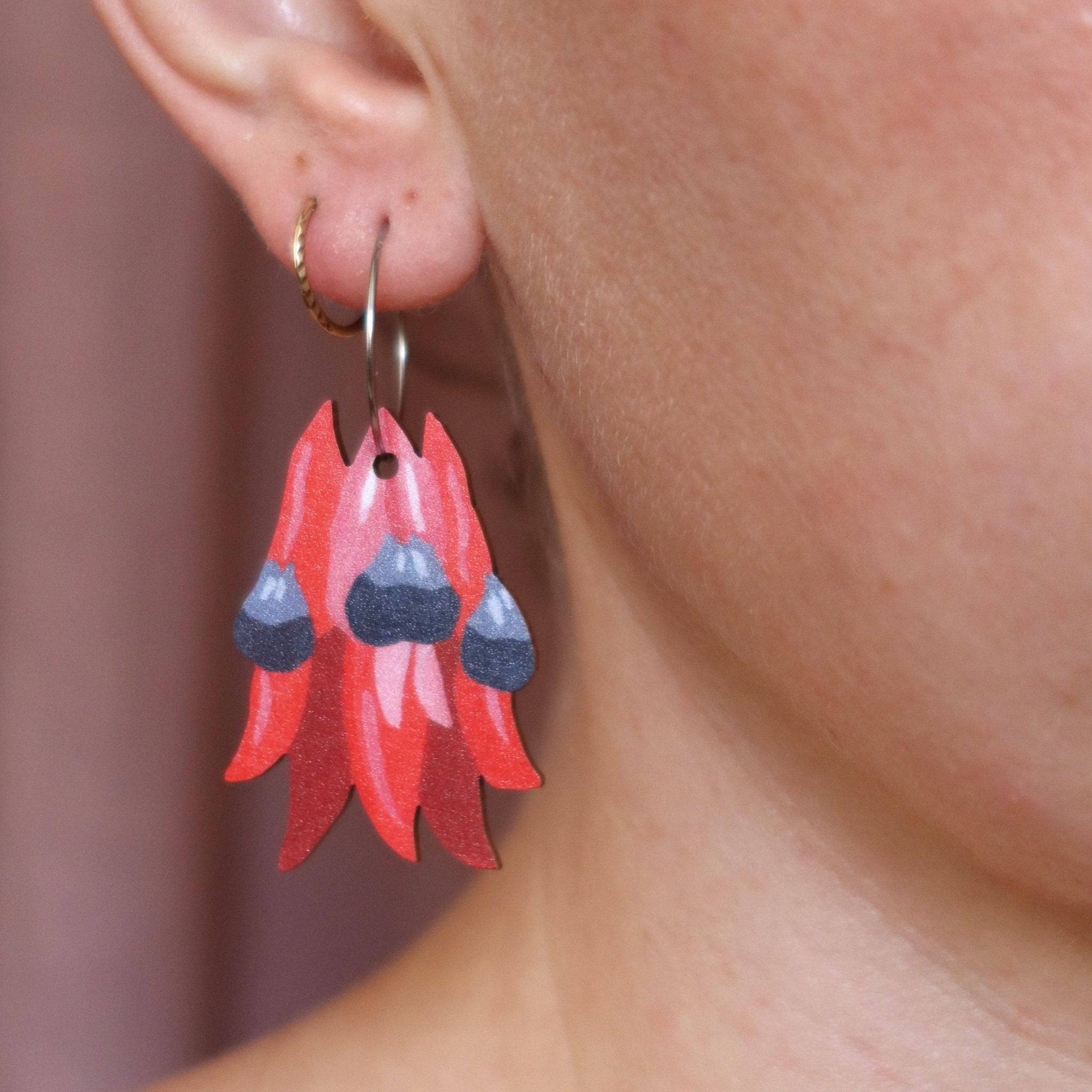 Sturt Pea Australian Wildflower Earrings - Land to Coast
