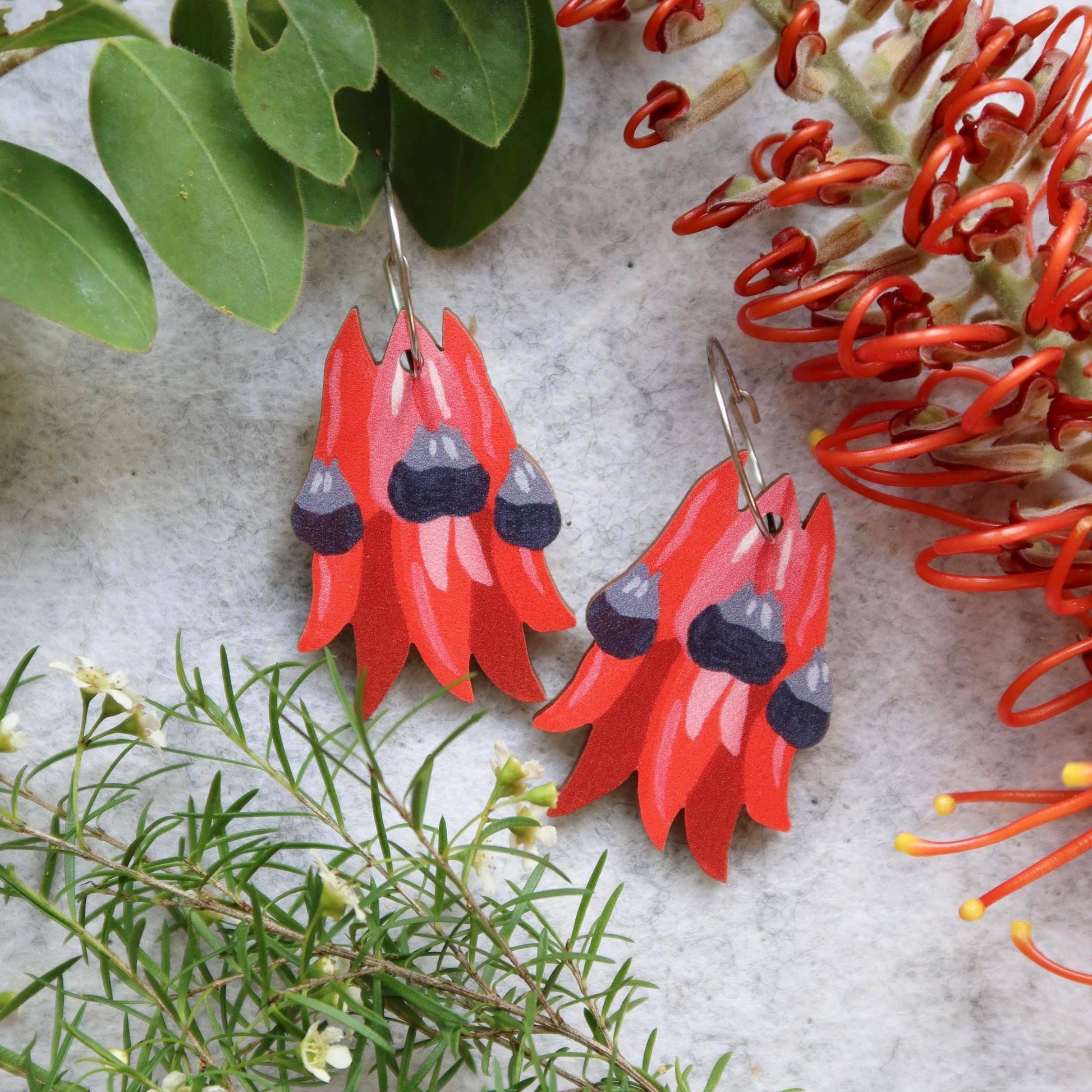Sturt Pea Australian Wildflower Earrings - Land to Coast