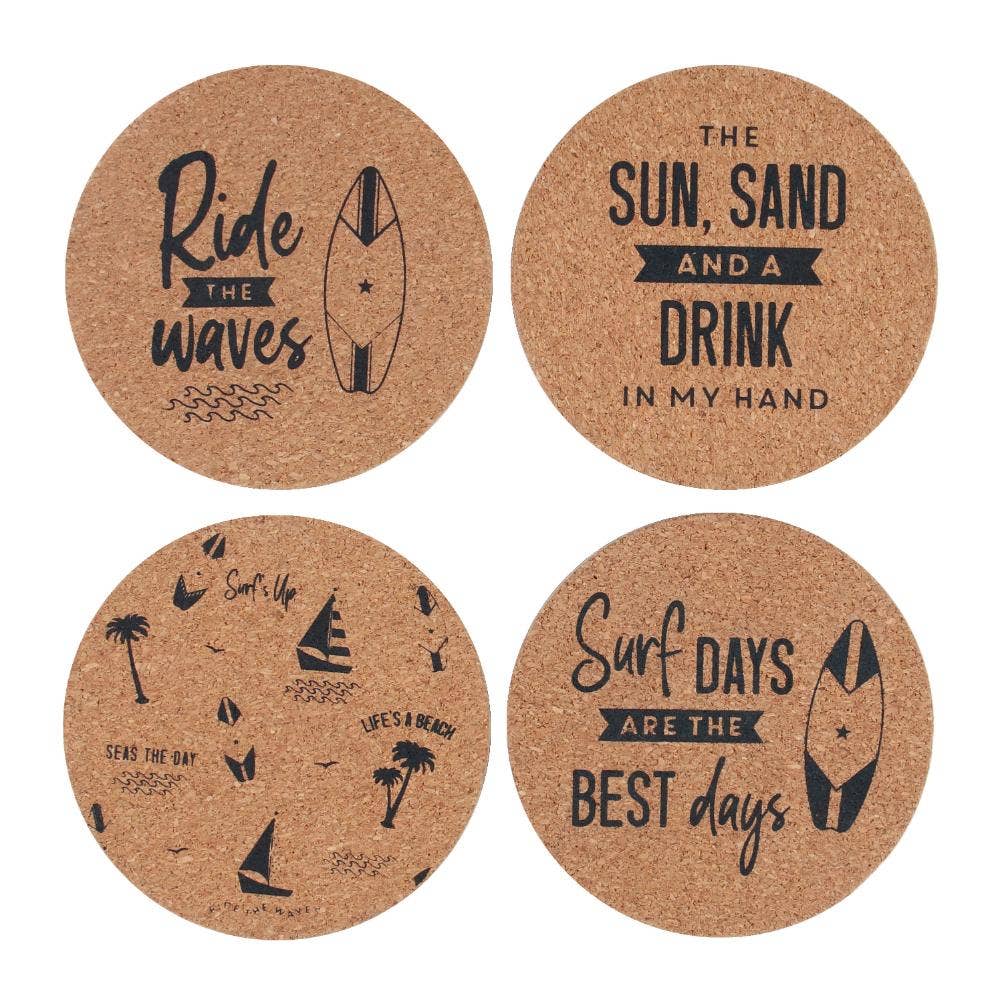 Surf's Up Cork Coaster Set - Land to Coast