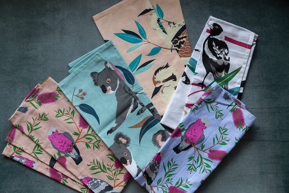 Tea Towel - Galah (Blue) - Land to Coast