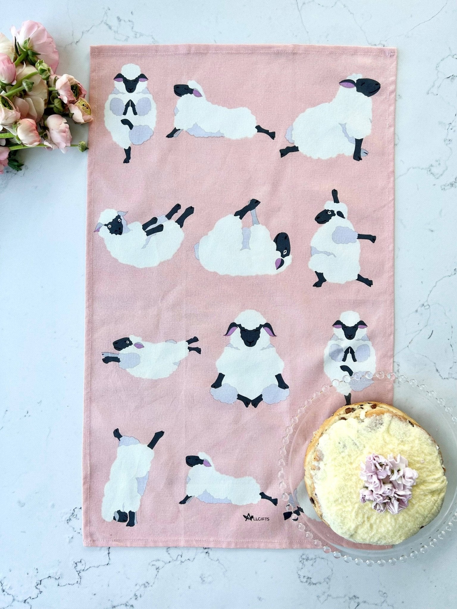 Tea Towel - Yoga Sheep - Land to Coast