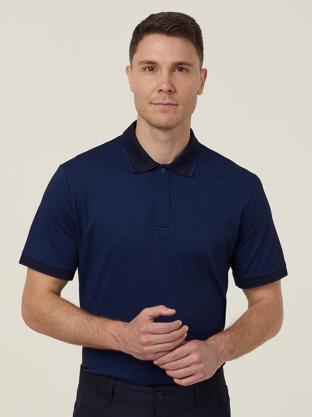 Textured Mens Work Polo Shirt SS Durable Pique Blue/Navy CATJA4 - Land to Coast