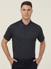 Textured Mens Work Polo Shirt SS Durable Pique Charcoal/Black CATJA4 - Land to Coast