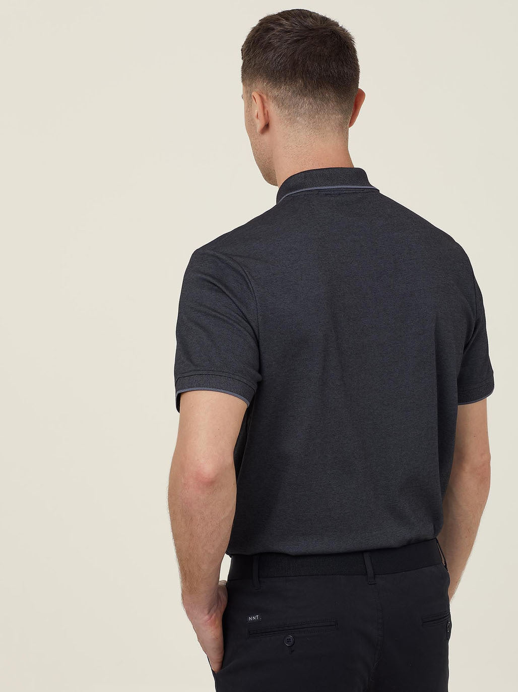 Textured Mens Work Polo Shirt SS Durable Pique Charcoal/Black CATJA4 - Land to Coast