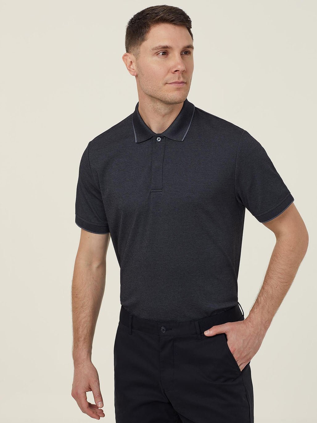 Textured Mens Work Polo Shirt SS Durable Pique Charcoal/Black CATJA4 - Land to Coast