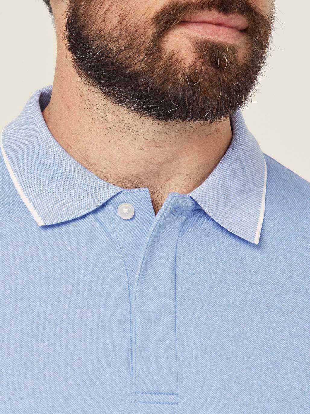 Textured Mens Work Polo Shirt SS Durable Pique Light Blue CATJA4 - Land to Coast