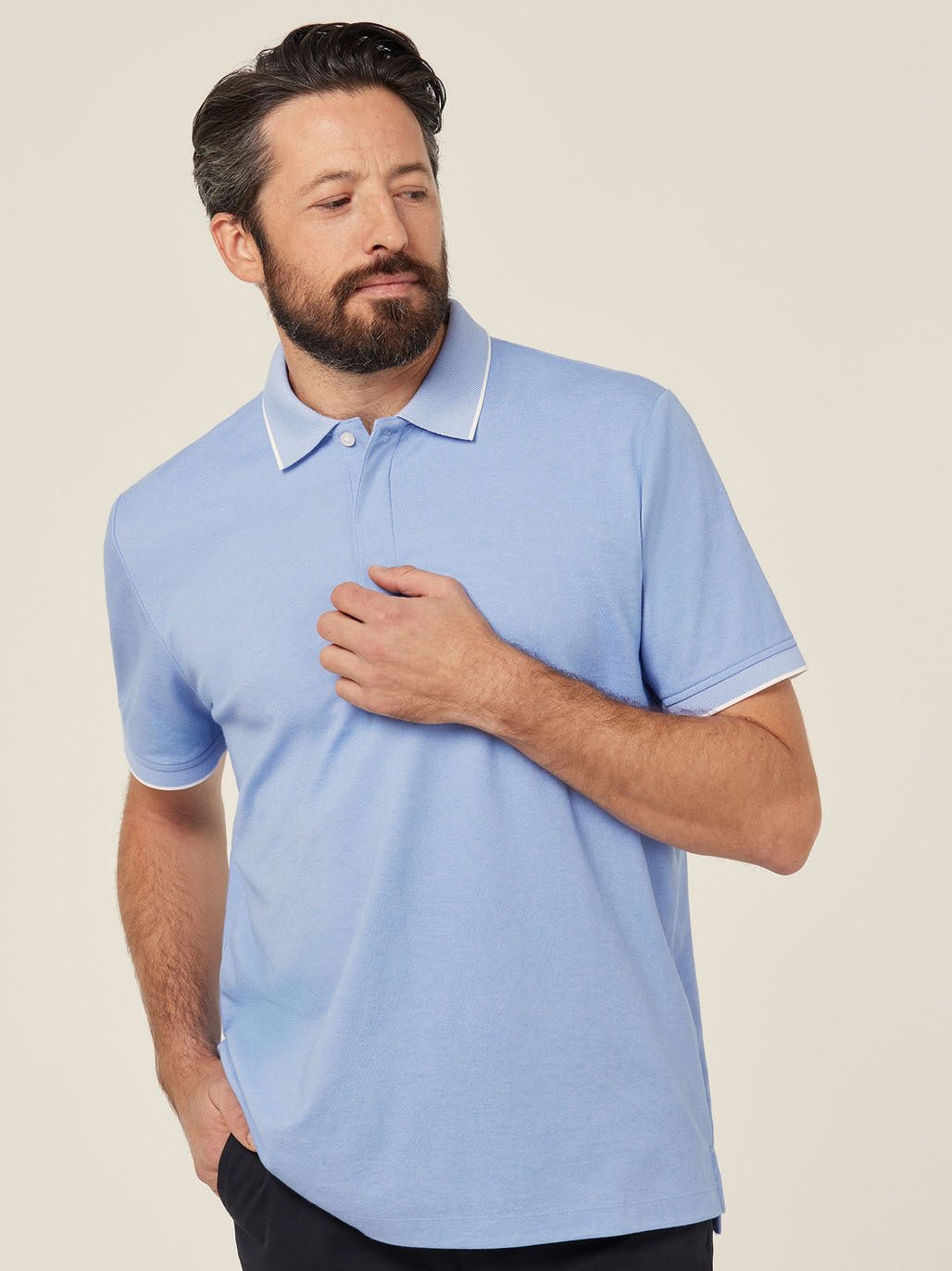 Textured Mens Work Polo Shirt SS Durable Pique Light Blue CATJA4 - Land to Coast