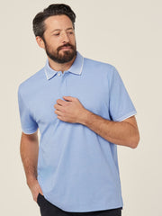 Textured Mens Work Polo Shirt SS Durable Pique Light Blue CATJA4 - Land to Coast
