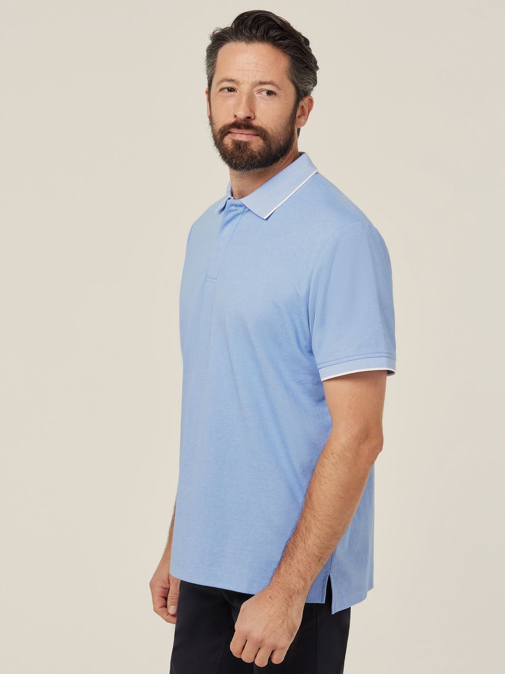 Textured Mens Work Polo Shirt SS Durable Pique Light Blue CATJA4 - Land to Coast