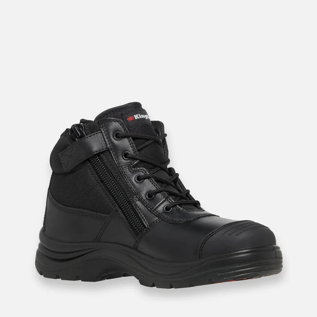 Tradie 5" Zip & Lace Steel Cap Safety Work Boots Black K27150 - Land to Coast